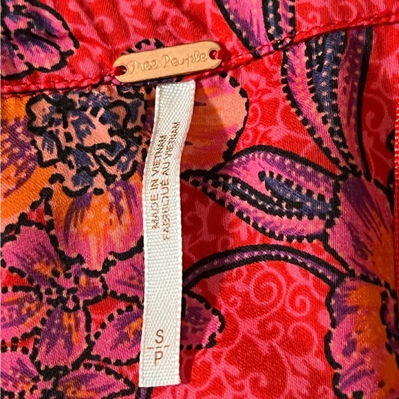 Free People Boho Floral Deep V Neck Long Sleeve Blouse Size Small - Picture 6 of 7